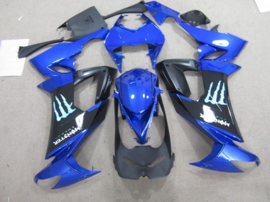 08-10 Black Blue Monster Kawasaki ZX10R Motorcycle Fairings