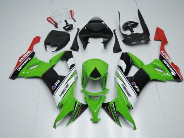 08-10 White Black and Green Kawasaki ZX10R Motorcycle Fairings