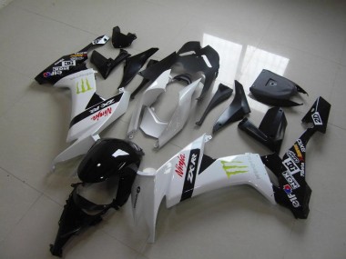 08-10 White Monster Kawasaki ZX10R Motorcycle Fairings