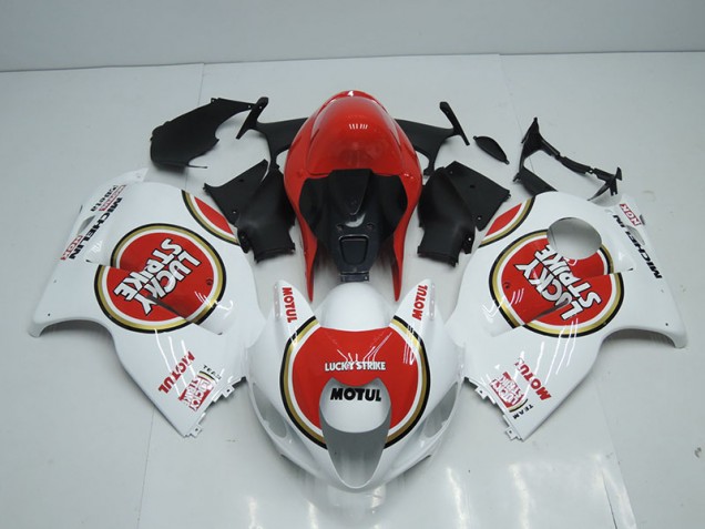 96-07 White Red Lucky Strike Motul Suzuki GSXR 1300 Hayabusa Motorcycle Fairings 96-07 White Red Lucky Strike Motul Suzuki GSXR 1300 Hayabusa Motorcycle Fairings